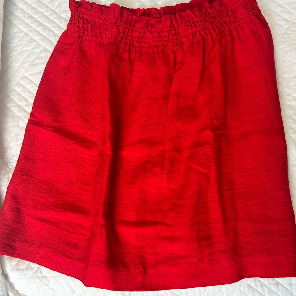 Bright red elastic waist skirt